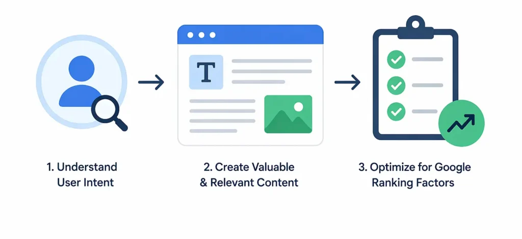 Guide to creating SEO content for user intent optimisation and Google ranking factors